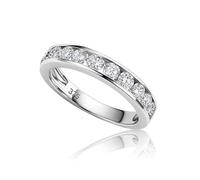 MIORE Anillo Eternidad en Oro Blanco 9 Quilates para Mujer con 1.00 CT de Diamantes Blancos Naturales, Alianza de Boda- Aniversario, Regalo Ideal Presentado en Joyero Azul Tallas de 10 a 20