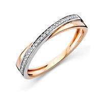 Miore Anillo para Mujer Anillo de Eternidad Cruzado con Diamantes Bicolor en Oro Blanco y Oro Rosa 9 Quilates /375 Oro Diamantes Brillantes 0.08 Quilates, Joyería, Oro, Diamante