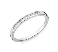 MIORE - Anillo para mujer de oro 375 de 9 quilates, diamantes brillantes de 0,10 quilates, oro blanco