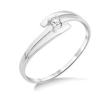 Miore - Anillo solitario para mujer de oro blanco 375 de 9 quilates y diamantes brillantes de 0,05 quilates, Oro, Diamante