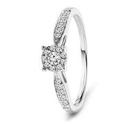 MIORE anillo sortija de compromiso para mujer oro blanco 9kt 375 con diamantes naturales talla brillante 0,20 ct