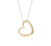 MIORE - Colgante Corazón para Mujer en Oro Rosa de 9K con Diamante Brillante - Cadena de Oro Blanco de 45 cm - Incluye Caja de Joyería