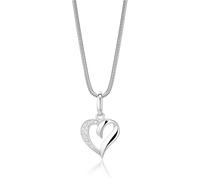 Miore Collar Corazón de Mujer con Circonitas en Plata de Ley 925, Colgante Corazón con Cadena Diseño Moderno, Hipoalergénico. Colgante con Cadena de Cola de Rata de 45 cm de largo.
