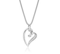 Miore Collar Corazón de Mujer con Circonitas en Plata de Ley 925, Colgante Corazón con Cadena Diseño Moderno, Hipoalergénico. Colgante con Cadena de Cola de Rata de 45 cm de largo.