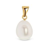 MIORE Collar de perlas para mujer de 8 a 9 mm, colgante de perlas de oro blanco 585 de 14 quilates, con opción para cadena de oro macizo o plata chapada en oro de 18 quilates, 45 cm de largo, se