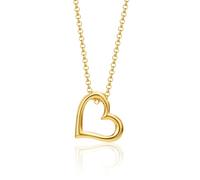 MIORE Collar Mujer Chapado en Oro de 18 Quilates, Cadena Plata 41cm con Corazón Charm, Colgante Mujer Corazón, Joyería Hipoalergénica Hecha a Mano en Italia, Joyas con Joyero