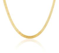MIORE Collar Mujer/Hombre Cadena Plata 925 Chapada en Oro de 18 Quilates, Cadena Plata Mujer sin Colgante, 45cm Collar Ajustable, Joyería Hipoalergénica Hecha a Mano en Italia, Joyas con Joyego