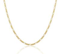 MIORE Collar Mujer Plata 925 Chapado en Oro 18 Quilates, 46cm Cadena Plata Mujer/Hombre, Cadena Figaro con Eslabones, Collar sin Colgante, Joyería Hipoalergénica Hecha a Mano en Italia
