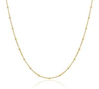 MIORE Collar Mujer Plata 925 Dorado Chapado en Oro 18 Quilates, 46 cm Cadena Plata Mujer/Hombre, Collar Barbada sin Colgante, Joyería Hipoalergénica Hecha a Mano en Italia, Joyas con Joyero