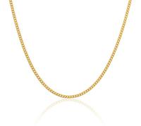 MIORE Collar Mujer Plata 925 Dorado Chapado en Oro 18 Quilates, 46cm Cadena Plata Mujer/Hombre, Cadena Barbada, Collar sin Colgante, Joyería Hipoalergénica Hecha a Mano en Italia