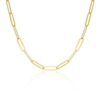 MIORE Collar Mujer Plata 925 Dorado Chapado en Oro de 18 Quilates, 43cm Cadena Plata Mujer/Hombre, Cadena Trombone Sin Colgante, Joyería Hipoalergénica Hecha a Mano en Italia, Joyas con Joyero