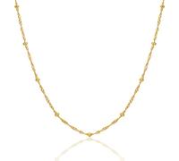 MIORE Collar Mujer Plata, Cadena Plata Mujer 925 Dorada Chapada en Oro de 18 Quilates, 44cm Collar sin Colgante, Cadena Fantasía, Joyería Hipoalergénica Hecha a Mano en Italia, Joyas con Joyero