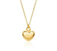 MIORE Collar Mujer Plata Chapado en Oro de 18 Quilates, Collar Corazón, Colgante de Corazón, Cadena Plata Mujer 45cm, Joyería Hipoalergénica Hecha a Mano en Italia, Joyas con Joyero