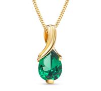 MIORE - Collar para mujer de oro blanco y oro amarillo de 9 quilates, 375, colgante de piedra preciosa, pera aguamarina, amatista, topacio, zafiro, rubí, cadena esmeralda 45 cm con caja de joyería