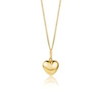 MIORE Collares de Oro para Mujer con Colgante Corazón en Oro Amarillo de 9 ct 375, Con Cadena Barbada de 45 cm en Oro Macizo o Plata, Se entrega en Estuche para joyas