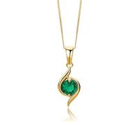 MIORE Collares Mujer Oro Amarillo de 9 ct 375, Colgante con gema Esmeralda Verde 0,47 ct, Gema de Nacimiento, Cadena barbada de 45 cm, Hipoalergénico, Joyería Mujer, Se entrega con Estuche para joyas