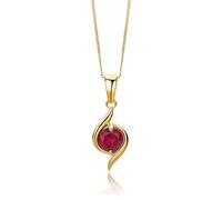 MIORE Collares Mujer Oro Amarillo de 9 ct 375, Colgante con gema Rubí Rojo 0,57 ct, Gema de Nacimiento, Cadena barbada de 45 cm, Hipoalergénico, Joyería para mujer, Se entrega con Estuche para joyas