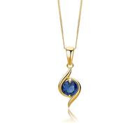 Miore Collares Mujer Oro Amarillo de 9 ct 375, Colgante con gema Zafiro Azul 0,46 ct, Gema de Nacimiento, Cadena barbada de 45 cm, Hipoalergénico, Joyería para mujer, Se entrega con Estuche para joyas
