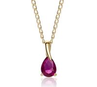 MIORE Collares Mujer Oro Amarillo de 9 ct 375, Con Gemas talla Pera - Perilla Rubí Rojo en colgante, Longitud del collar 45 cm, Hipoalergénicos, Joyería de oro para Mujer, con Estuche para joyas