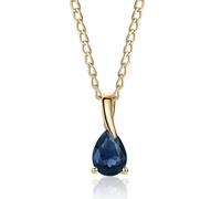 MIORE Collares Mujer Oro Amarillo de 9 ct 375, Con Gemas talla Pera - Perilla Zafiro Azul en colgante, Longitud del collar 45 cm, Hipoalergénicos, Joyería para Mujer,Se entrega en Estuche para joyas