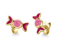 Miore Kids pendientes infantiles con dulces rosas en oro amarillo de 9 kt 375