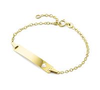 MIORE Kids pulsera infantil con placa para nombe en oro amarillo 375, longitud 14 cm (12 cm + 2 cm de extensión)