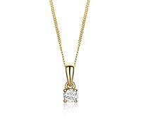 MIORE Lab Diamonds collar con diamante solitario en oro amarillo de 14 kilates 585, con colgante en 4 garras y diamante creado en laboratorio 0,16 quilates y cadena de 45 cm.
