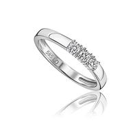 Miore Lab Diamonds-Diamantes creados en Laboratorio: alianza anillo de compromiso en oro blanco de 14 kilates 585, engastado con 3 diamantes creados en laboratorio 0,21 quilates