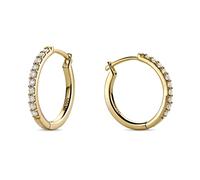 Miore Lab Diamonds-Diamantes creados en Laboratorio: pendientes aro redondo en oro amarillo de 14 kilates 585, con diamantes incrustrados creados en laboratorio 0,19 quilates diámetro 15 mm.