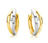 MIORE MH9010E - Pendientes de oro bicolor de 9 quilates con cierre de palanca