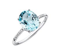 Miore mujer 9 k (375) oro blanco talla ovalada azul topacio diamante