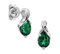 Miore Mujer 9 k (375) Oro blanco talla pera verde esmeralda sintética