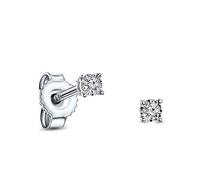 Miore pendientes 4 garras con presion oro blanco 9 kt 375 con diamantes talla brillante 0,05 ct