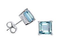 Miore Pendientes Cuadrados de 4 Puntas para Mujer Fabricados en Oro Blanco de 9 Quilates con Amatista de Color Púrpura, Corte Princesa, Piedra Preciosa de Febrero, Diseño Elegante, Regalo Ideal Incluye Joyero 6,5 x 6,5 mm