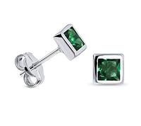 Miore pendientes cuadrados de presion para mujer en oro blanco de 9 kt 375 con esmeralda verde