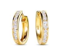 Miore - Pendientes de Aro Mujer con Circonitas Brillantes en Plata de Ley 925 Dorados en Oro Amarillo de 18K 750, Pendientes Aro hipoalergénicos.