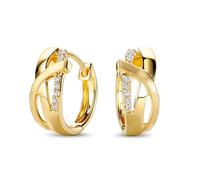Miore - Pendientes de Aro Mujer con Circonitas Brillantes en Plata de Ley 925 Dorados en Oro Amarillo de 18K 750, Pendientes Aro hipoalergénicos.