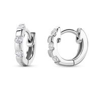 Miore Pendientes de aro pequeño de plata de ley 925 para mujer con circonitas brillantes, Pendientes de lóbulo hipoalergénicos con circonitas. Cierre con pasador y broche.