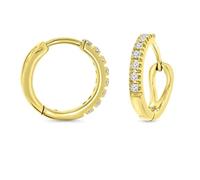 Miore - Pendientes de Aro Sólidos de 14K para Mujer en Oro Amarillo con Diamantes Naturales - Aros Elegantes con 16 Diamantes de 0,09 Ct - Entregados en Caja de Joyería