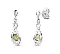 Miore Pendientes de mujer de plata de ley 925 con peridotos y circonitas. Pendientes con piedras semipreciosas hipoalergénicas. Stud y cierre de mariposa.