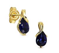 Miore, Pendientes Mujer en Oro Amarillo 9K 375 con Zafiro en Forma de Pera, Pendientes de Oro Auténtico con Piedra Azul, Joyas Elegantes para Mujer en Estuche de Joyería Regalo
