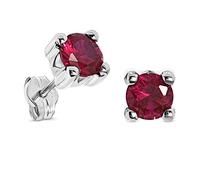 Miore - Pendientes de Oro Blanco 9K con Rubíes Naturales de 1,22 Ct en Engaste de Garras - Pendientes de Mujer con Cierre de Tuerca - Incluye Estuche de Lujo