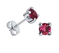 Miore pendientes de presion con 4 garras para mujer en oro blanco de 9 kt 375 con rubí rojo