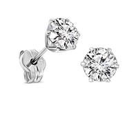 Miore pendientes de presion con 6 garras rubí/zafiro/zirconita/esmeralda en oro blanco de 9 kt 375 (clear)