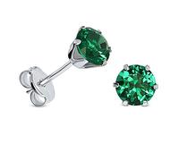 Miore pendientes de presion con 6 garras rubí/zafiro/zirconita/esmeralda en oro blanco de 9 kt 375 (verde)