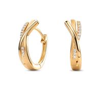 Miore Pendientes Mujer Aro Cruzado Plata de Ley 925 Chapada en Oro 18K con Circonitas Cúbicas Brillantes Pendientes Hipoalergénicos Joyería Sofisticada presentada en Estuche de Joyería Regalo