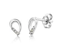 Miore Pendientes Mujer de Diamantes 0.04 Quilates en Oro Blanc 9 Quilates 375 Macizo, Forma de Gota Piercing Oreja de Diamante, Pendientes Solitarios Joyas con Joyero