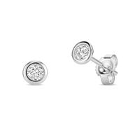 Miore Pendientes Mujer de Diamantes 0.25 Quilates en Oro Blanco Macizo 375 9K, Engastados en Bisel Piercing Oreja de Diamante, Pendientes Solitarios Joyas con Joyero
