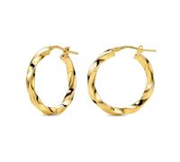 Miore Pendientes Mujer de Plata de Ley 925 Bañados en Oro de 18K 750, Aros de Oro Redondos con Textura de 20 mm, Hechos a Mano en Italia, Joyas Dorados con Joyero