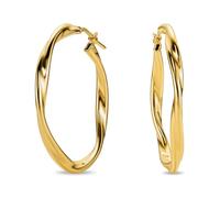 Miore Pendientes Mujer de Plata de Ley 925 Bañados en Oro de 18K 750, Grandes Aros Redondos de Oro con Tubos Retorcidos de 30 mm, Hechos a Mano en Italia, Joyas Dorados con Joyero